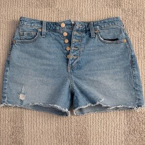 Universal Thread Button-Fly Distressed Denim Shorts - Blue